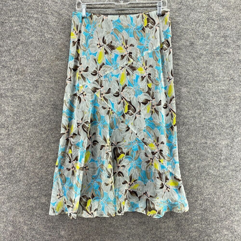 Cato Skirt Women M Medium Blue Floral Maxi Long Lined Pull On Mid Rise Casual